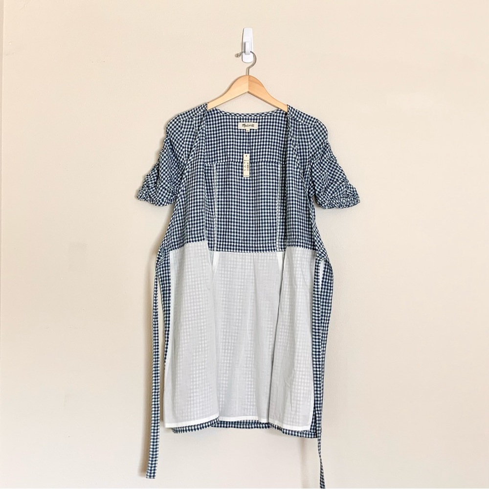 Madewell | Gingham Shirred-Sleeve Wrap Dress - Picture 4 of 8